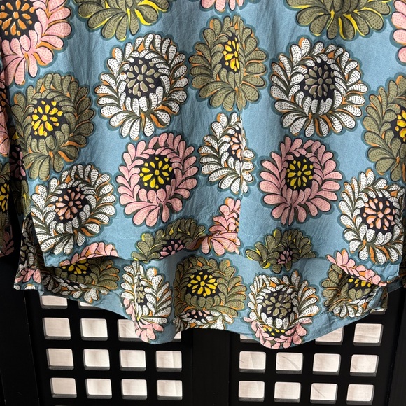 🌸 LOFT Floral V-Neck Blouse Women's Small Blue Pink Green Boho Wide Sleeve 🌸 - Picture 4 of 17